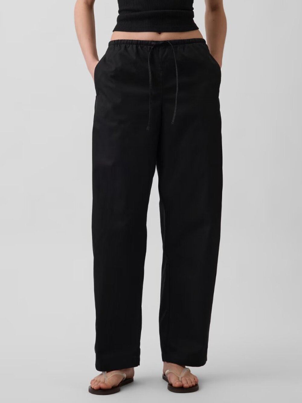 Gap Black Poplin Easy Barrel Pants xxs
